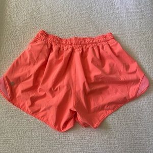 Lululemon Hotty Hot Low-Rise Lined Short 4" in Orange, size 8 tall
